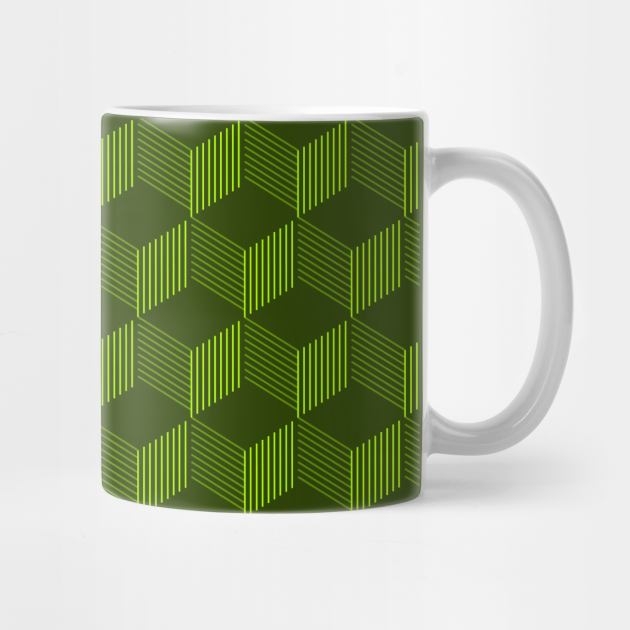 Greeen geometric cube pattern design Triad color design. Ideal for stamps and clothes stamps by Drumsartco